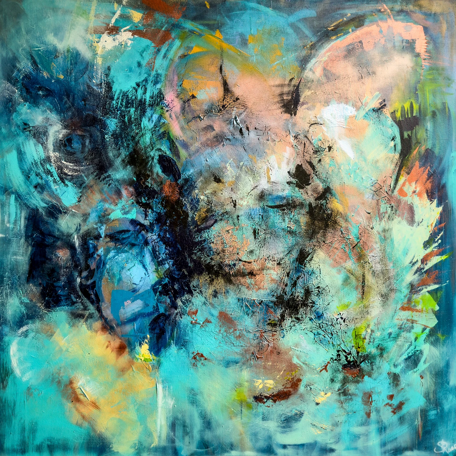 Euphrosyne's Depths of Joy, Mixed Media on Canvas, 120x120cm, 2026
